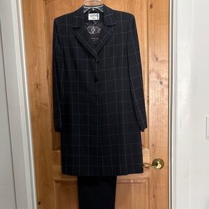 Kasper A.S.L. Dark Gray and Purple Plaid long Jacket and pants